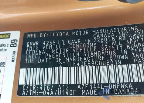 2009 Toyota Matrix S from USA, damaged, VIN 2T1LE40E99C008019